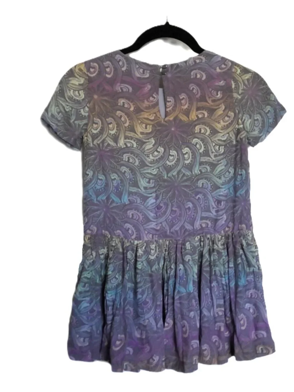 Gymboree Girl's Dress Drop Waist Short Sleeve Peacock Feather Print EUC Sz 5